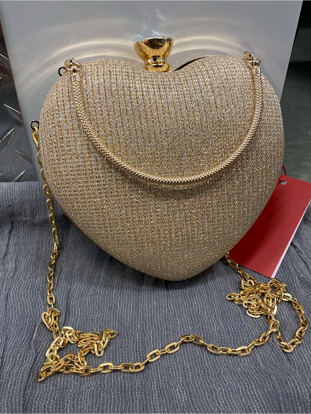 Gold Heart-Shaped Evening Clutch